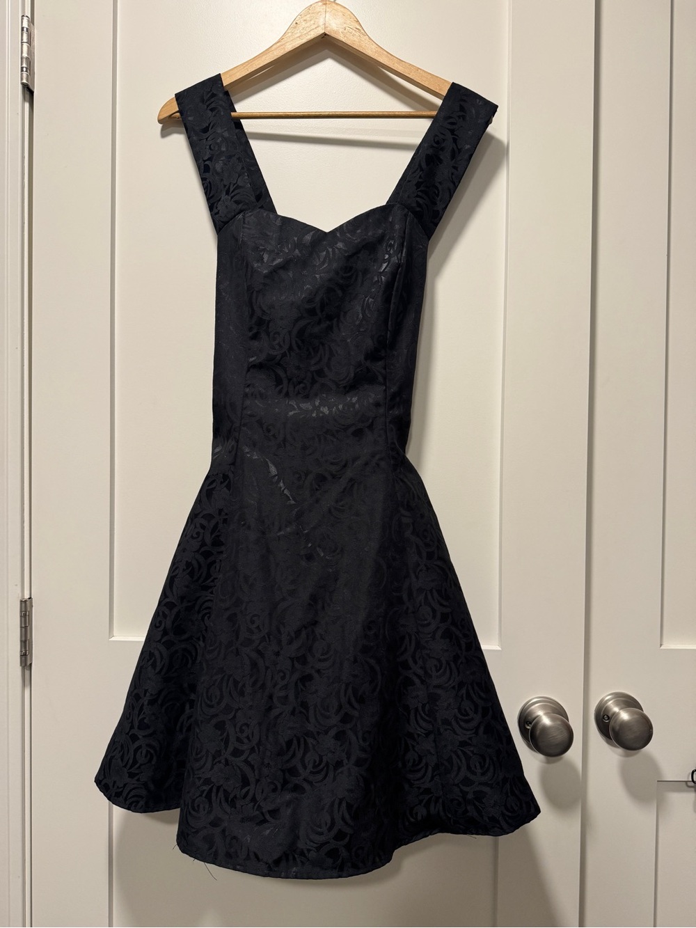 90s Roberta Bridal Black Sweetheart Fit-and-Flare Mini Dress Formal